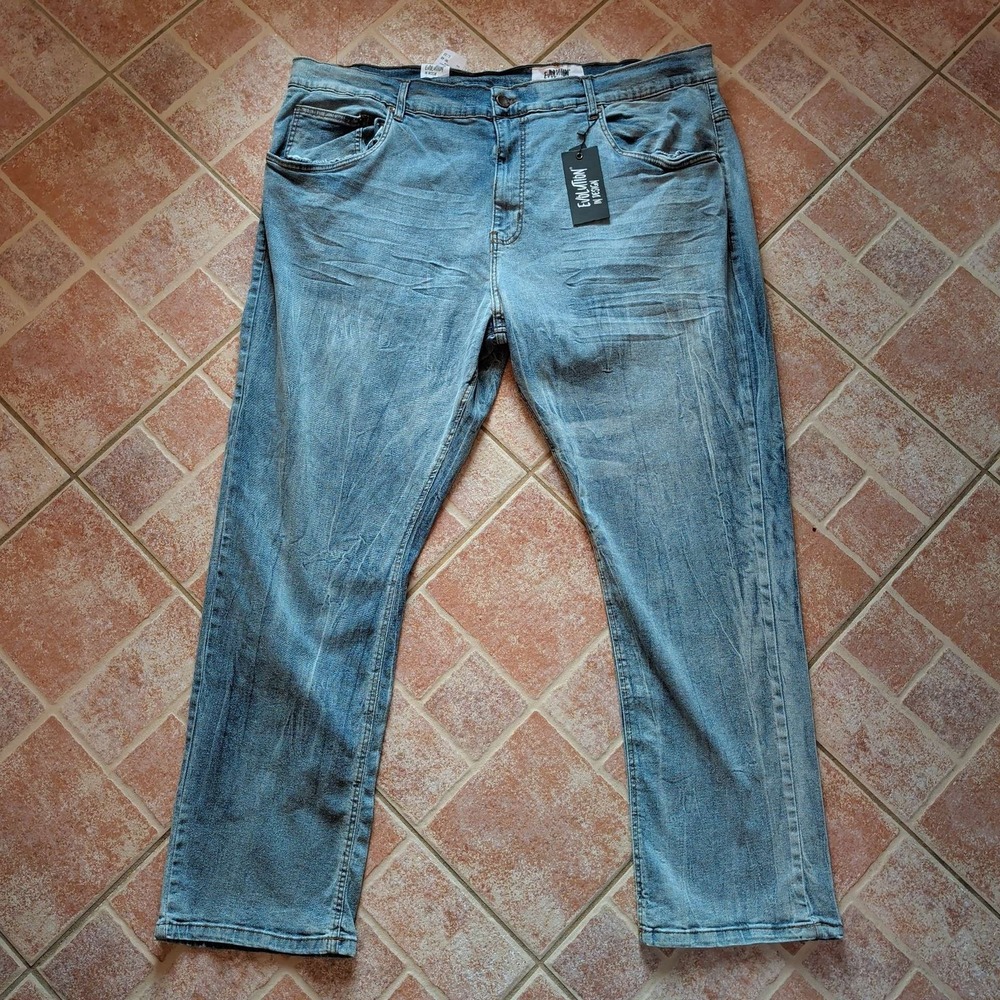 Evolution In Design Slim Fit Jeans Mens 48x33 Light Blue Wash Stretch Denim NWT